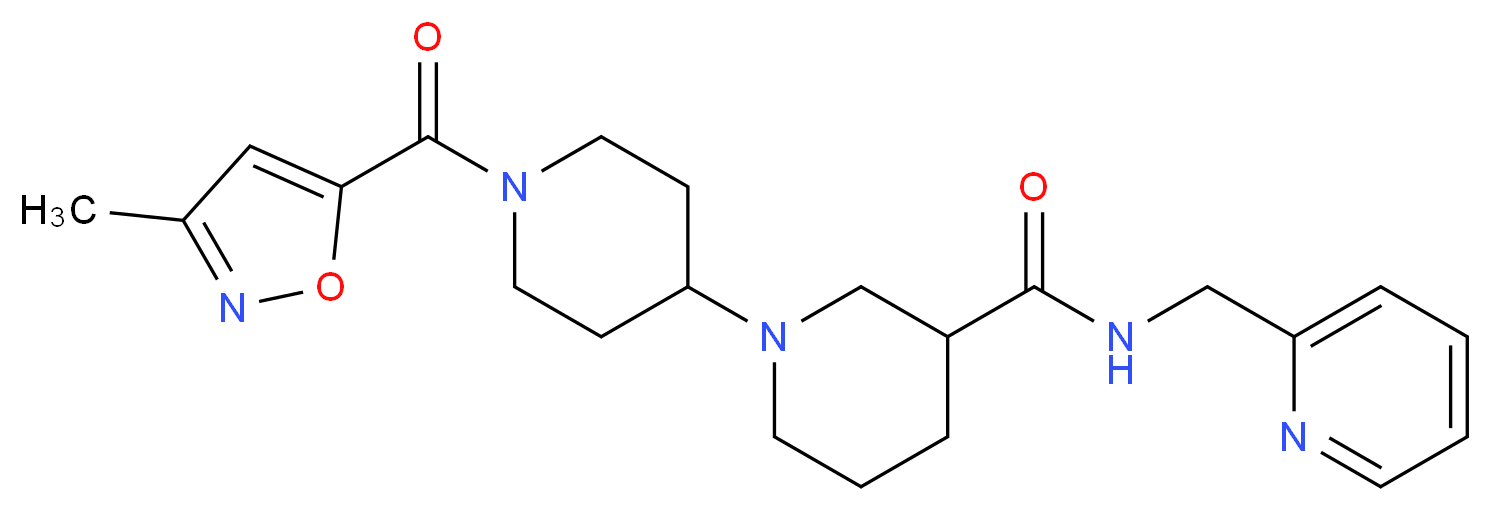 1'-[(3-methylisoxazol-5-yl)carbonyl]-N-(pyridin-2-ylmethyl)-1,4'-bipiperidine-3-carboxamide_分子结构_CAS_)