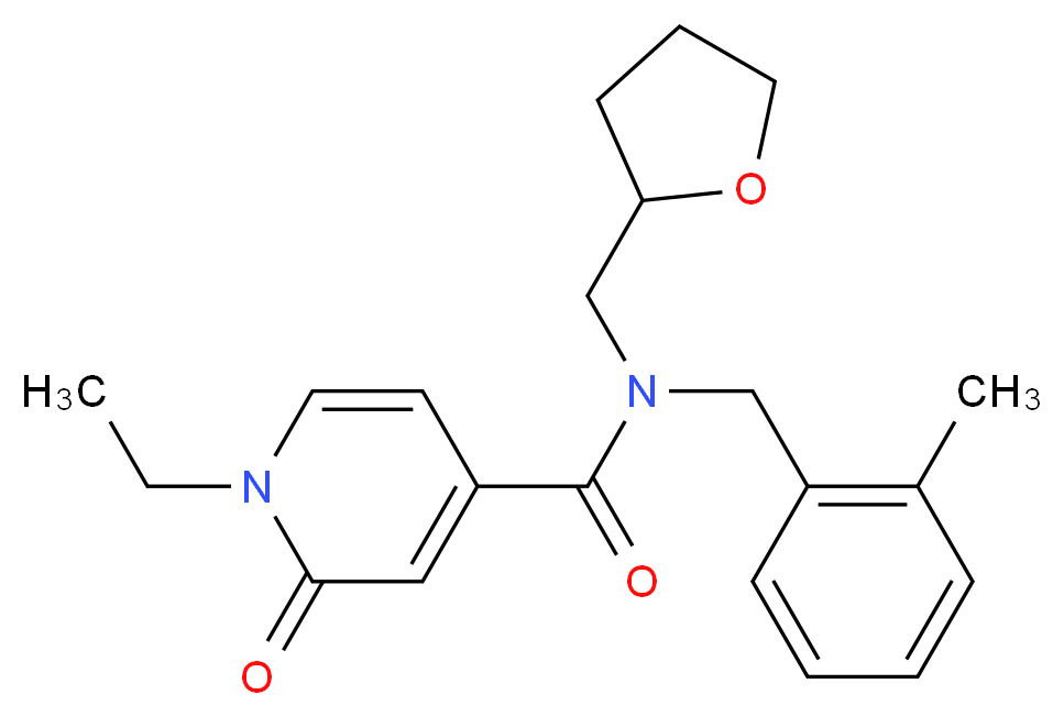 1-ethyl-N-(2-methylbenzyl)-2-oxo-N-(tetrahydrofuran-2-ylmethyl)-1,2-dihydropyridine-4-carboxamide_分子结构_CAS_)