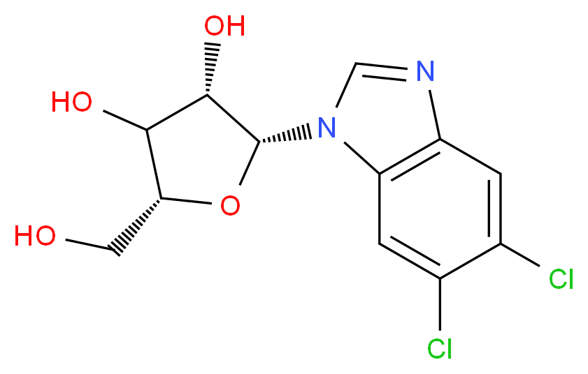 (2R,3S,5R)-2-(5,6-dichloro-1H-1,3-benzodiazol-1-yl)-5-(hydroxymethyl)oxolane-3,4-diol_分子结构_CAS_53-85-0