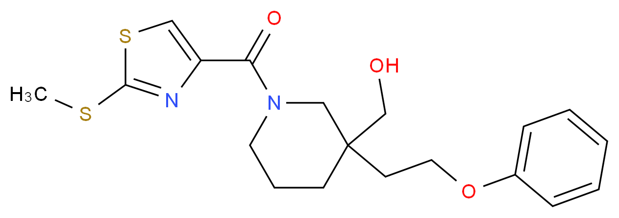[1-{[2-(methylthio)-1,3-thiazol-4-yl]carbonyl}-3-(2-phenoxyethyl)-3-piperidinyl]methanol_分子结构_CAS_)