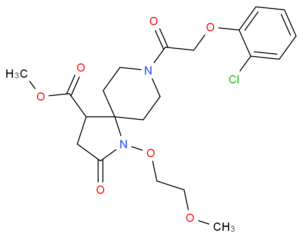 methyl 8-[(2-chlorophenoxy)acetyl]-1-(2-methoxyethoxy)-2-oxo-1,8-diazaspiro[4.5]decane-4-carboxylate_分子结构_CAS_)