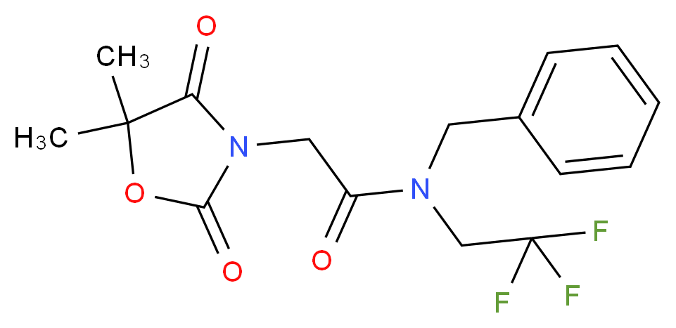 N-benzyl-2-(5,5-dimethyl-2,4-dioxo-1,3-oxazolidin-3-yl)-N-(2,2,2-trifluoroethyl)acetamide_分子结构_CAS_)