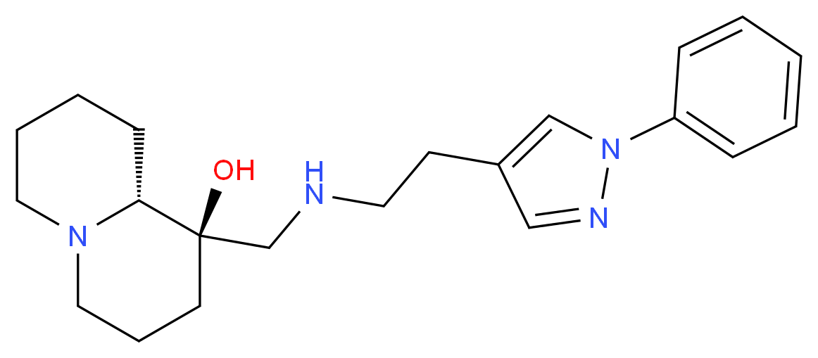 (1R,9aR)-1-({[2-(1-phenyl-1H-pyrazol-4-yl)ethyl]amino}methyl)octahydro-2H-quinolizin-1-ol_分子结构_CAS_)