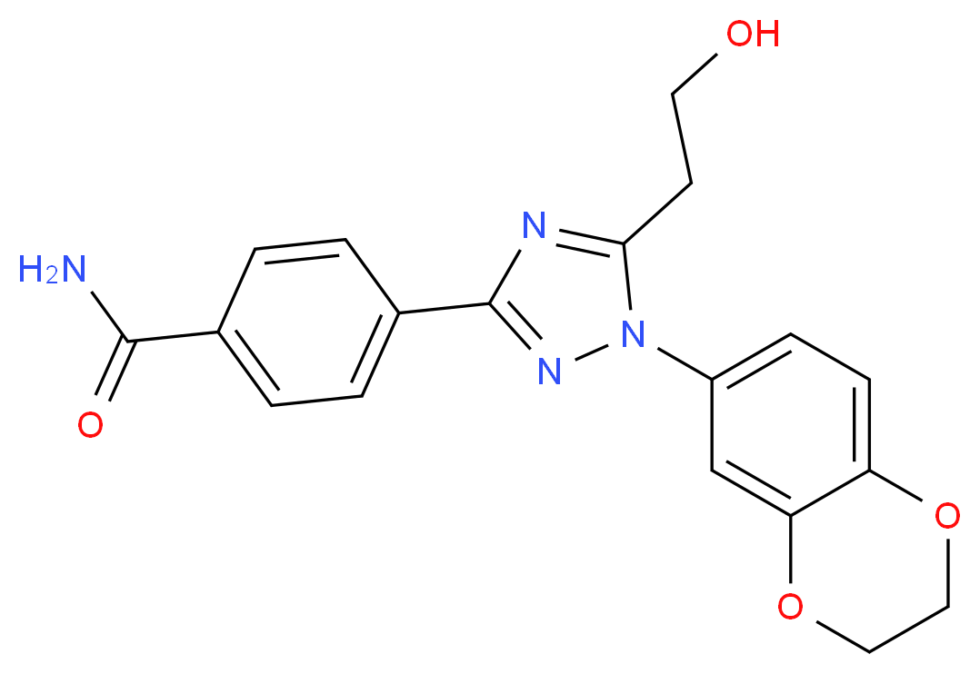 4-[1-(2,3-dihydro-1,4-benzodioxin-6-yl)-5-(2-hydroxyethyl)-1H-1,2,4-triazol-3-yl]benzamide_分子结构_CAS_)