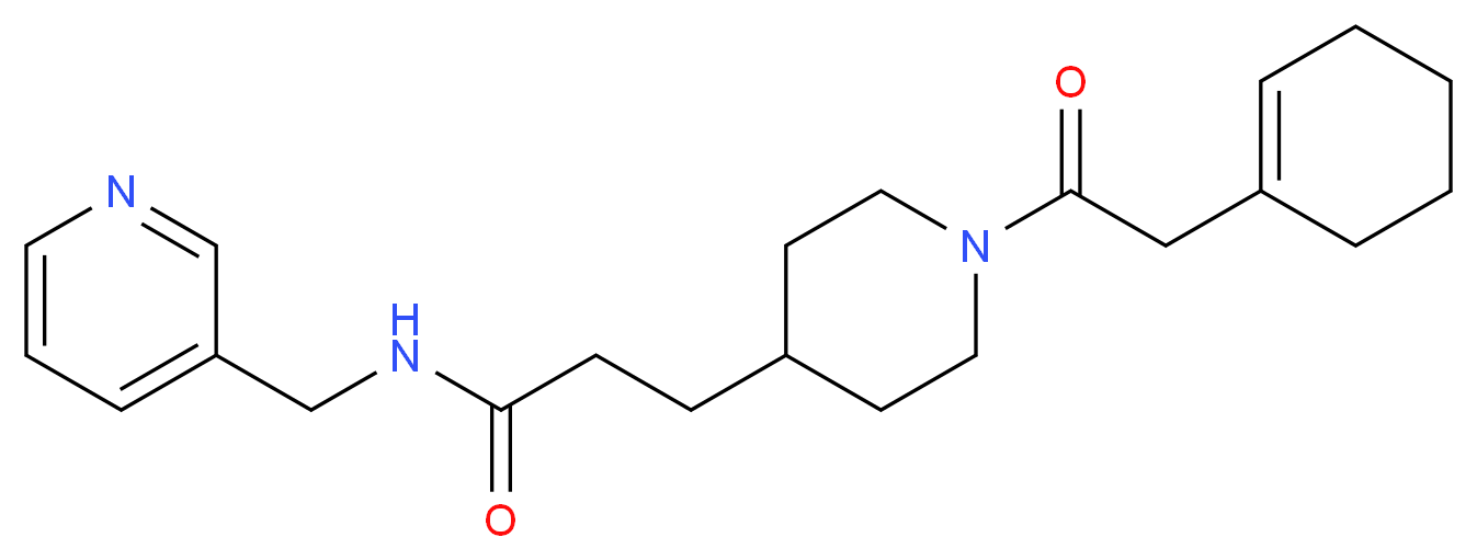 3-[1-(1-cyclohexen-1-ylacetyl)-4-piperidinyl]-N-(3-pyridinylmethyl)propanamide_分子结构_CAS_)