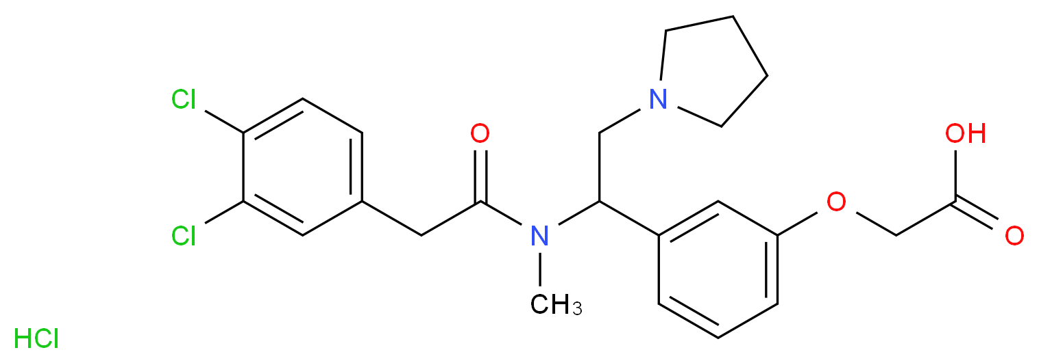 2-(3-{1-[2-(3,4-dichlorophenyl)-N-methylacetamido]-2-(pyrrolidin-1-yl)ethyl}phenoxy)acetic acid hydrochloride_分子结构_CAS_121264-04-8