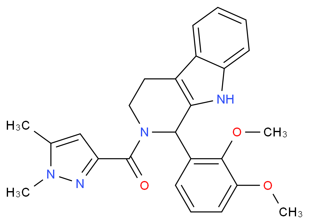 1-(2,3-dimethoxyphenyl)-2-[(1,5-dimethyl-1H-pyrazol-3-yl)carbonyl]-2,3,4,9-tetrahydro-1H-beta-carboline_分子结构_CAS_)