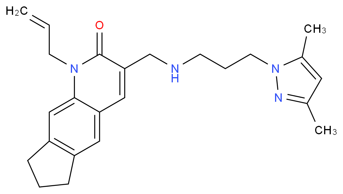 1-allyl-3-({[3-(3,5-dimethyl-1H-pyrazol-1-yl)propyl]amino}methyl)-1,6,7,8-tetrahydro-2H-cyclopenta[g]quinolin-2-one_分子结构_CAS_)
