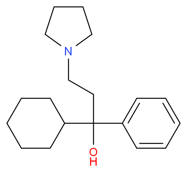 1-cyclohexyl-1-phenyl-3-(pyrrolidin-1-yl)propan-1-ol_分子结构_CAS_77-37-2