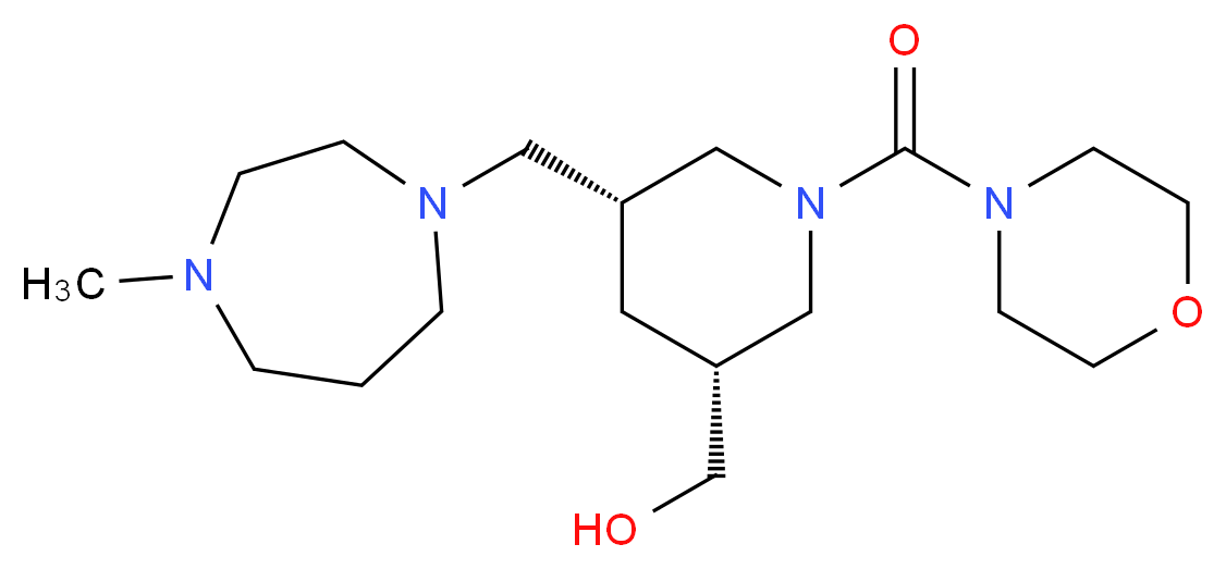 [(3R*,5R*)-5-[(4-methyl-1,4-diazepan-1-yl)methyl]-1-(4-morpholinylcarbonyl)-3-piperidinyl]methanol_分子结构_CAS_)
