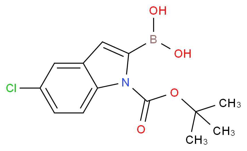 N-(tert-Butoxycarbonyl)-5-chloro-1H-indole-2-boronic acid_分子结构_CAS_)