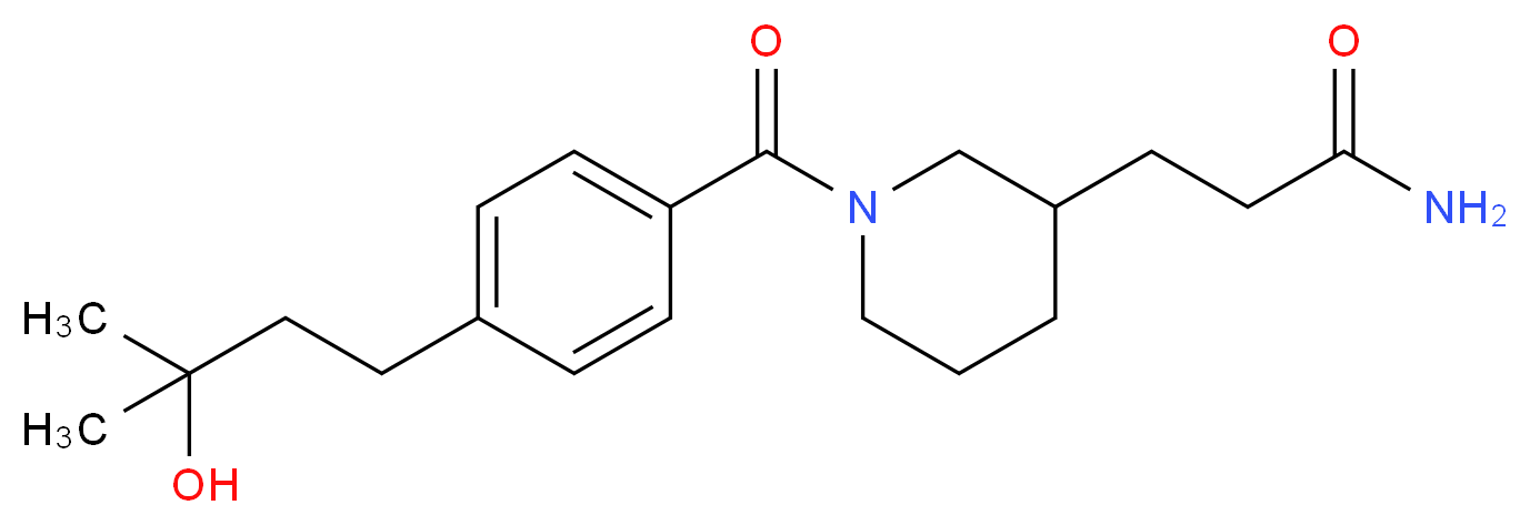 3-{1-[4-(3-hydroxy-3-methylbutyl)benzoyl]-3-piperidinyl}propanamide_分子结构_CAS_)