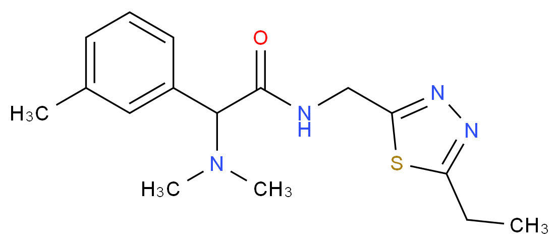 2-(dimethylamino)-N-[(5-ethyl-1,3,4-thiadiazol-2-yl)methyl]-2-(3-methylphenyl)acetamide_分子结构_CAS_)