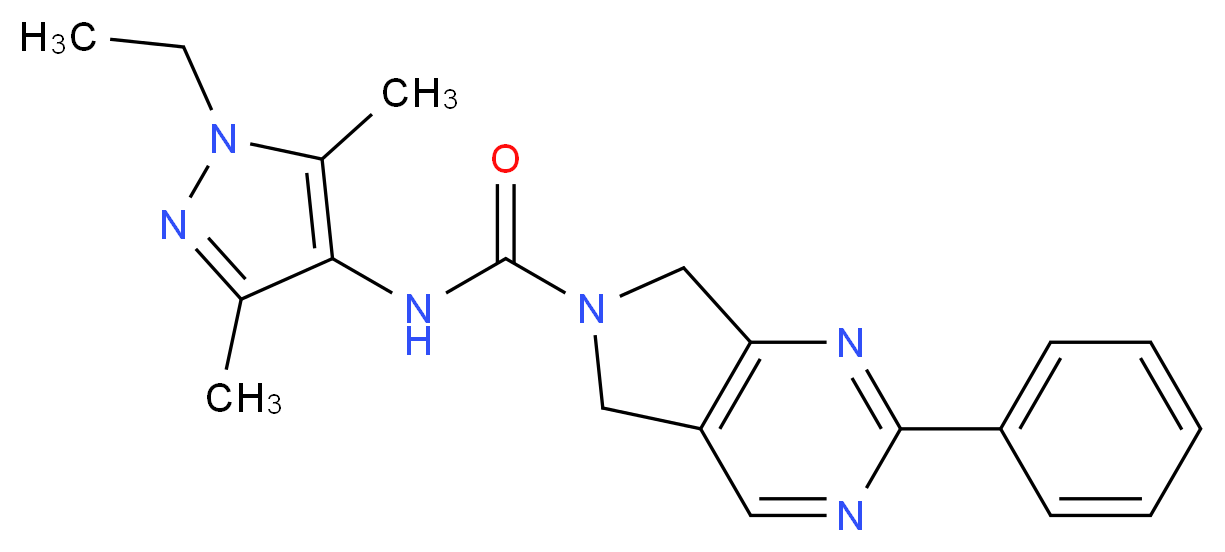 N-(1-ethyl-3,5-dimethyl-1H-pyrazol-4-yl)-2-phenyl-5,7-dihydro-6H-pyrrolo[3,4-d]pyrimidine-6-carboxamide_分子结构_CAS_)