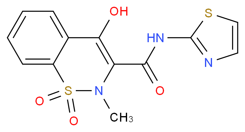 4-hydroxy-2-methyl-1,1-dioxo-N-(1,3-thiazol-2-yl)-2H-1λ<sup>6</sup>,2-benzothiazine-3-carboxamide_分子结构_CAS_34042-85-8