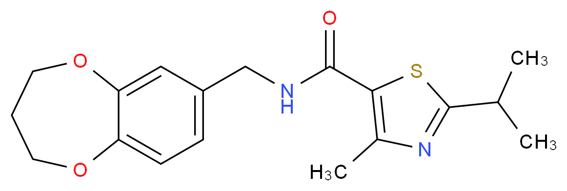 N-(3,4-dihydro-2H-1,5-benzodioxepin-7-ylmethyl)-2-isopropyl-4-methyl-1,3-thiazole-5-carboxamide_分子结构_CAS_)
