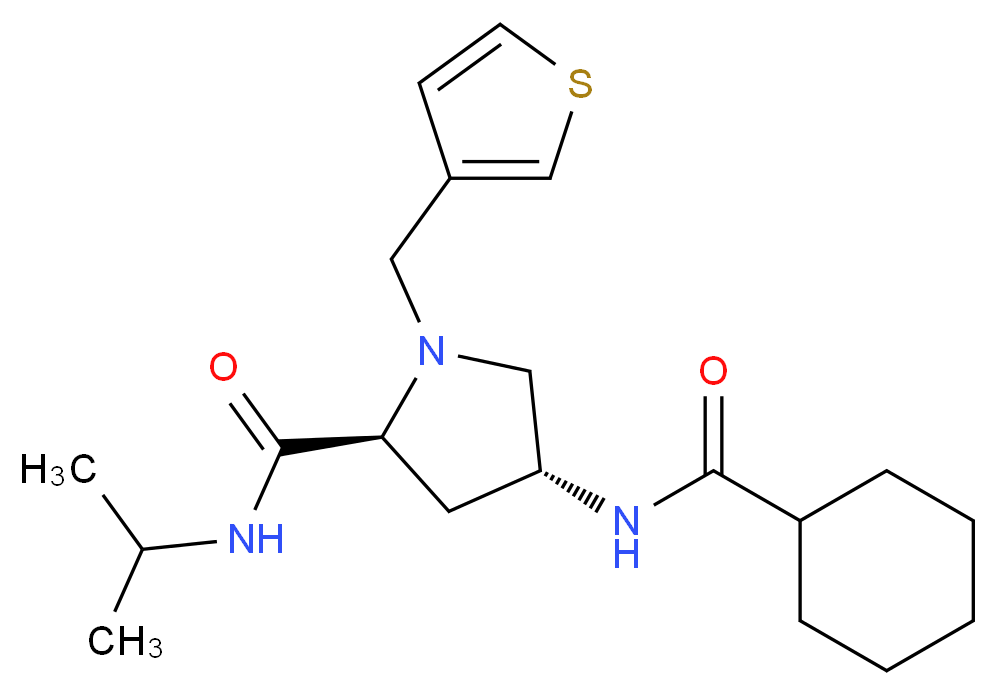 (4R)-4-[(cyclohexylcarbonyl)amino]-N-isopropyl-1-(3-thienylmethyl)-L-prolinamide_分子结构_CAS_)