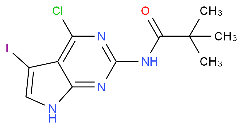 N-{4-chloro-5-iodo-7H-pyrrolo[2,3-d]pyrimidin-2-yl}-2,2-dimethylpropanamide_分子结构_CAS_149765-16-2