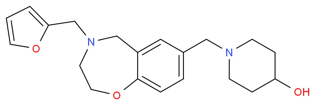 1-{[4-(2-furylmethyl)-2,3,4,5-tetrahydro-1,4-benzoxazepin-7-yl]methyl}-4-piperidinol_分子结构_CAS_)