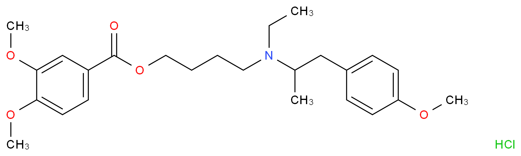 4-{ethyl[1-(4-methoxyphenyl)propan-2-yl]amino}butyl 3,4-dimethoxybenzoate hydrochloride_分子结构_CAS_2753-45-9