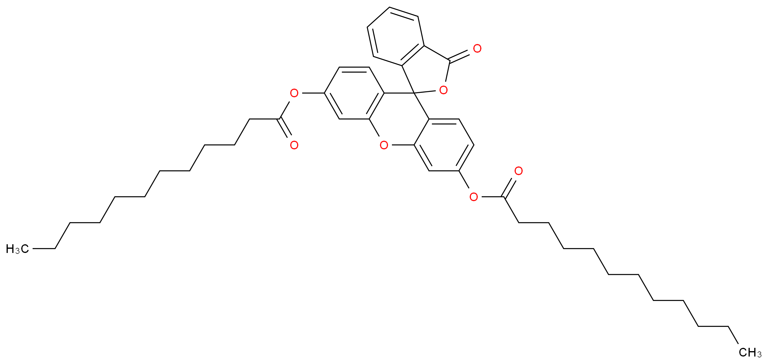 6'-(dodecanoyloxy)-3-oxo-3H-spiro[2-benzofuran-1,9'-xanthene]-3'-yl dodecanoate_分子结构_CAS_7308-90-9