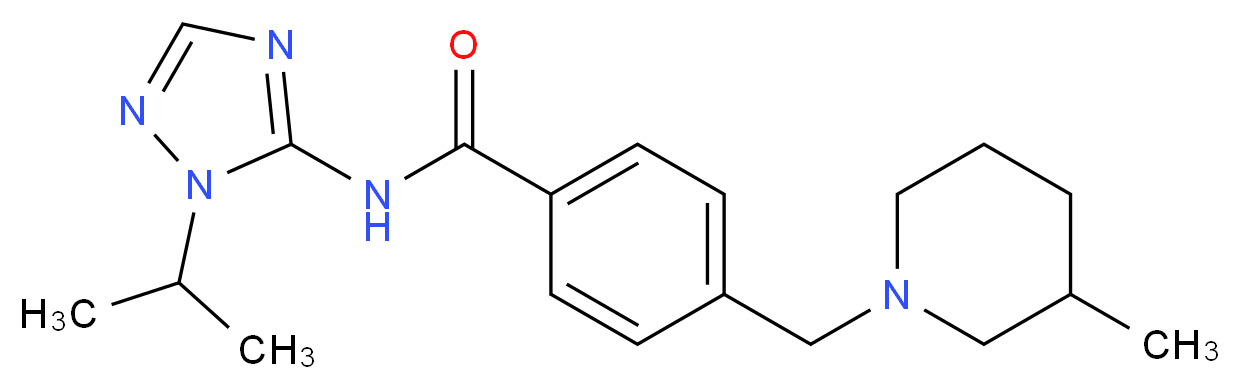 N-(1-isopropyl-1H-1,2,4-triazol-5-yl)-4-[(3-methylpiperidin-1-yl)methyl]benzamide_分子结构_CAS_)