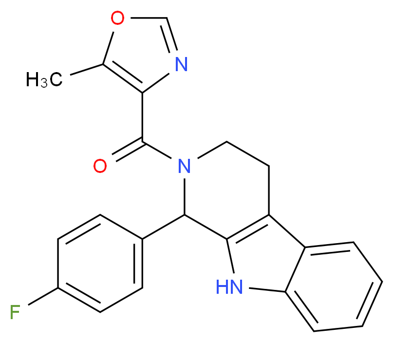 1-(4-fluorophenyl)-2-[(5-methyl-1,3-oxazol-4-yl)carbonyl]-2,3,4,9-tetrahydro-1H-beta-carboline_分子结构_CAS_)