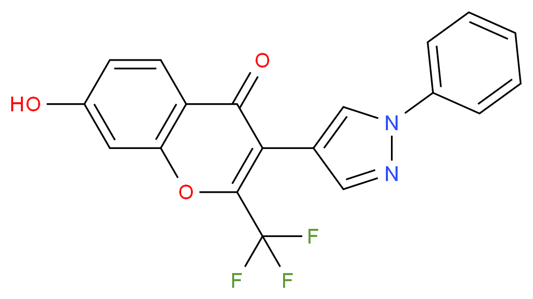 7-hydroxy-3-(1-phenyl-1H-pyrazol-4-yl)-2-(trifluoromethyl)-4H-chromen-4-one_分子结构_CAS_51412-01-2