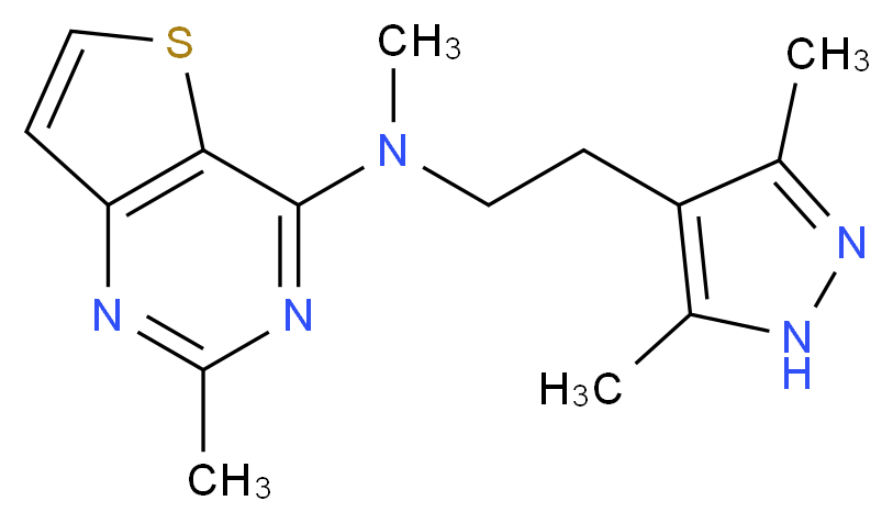 N-[2-(3,5-dimethyl-1H-pyrazol-4-yl)ethyl]-N,2-dimethylthieno[3,2-d]pyrimidin-4-amine_分子结构_CAS_)