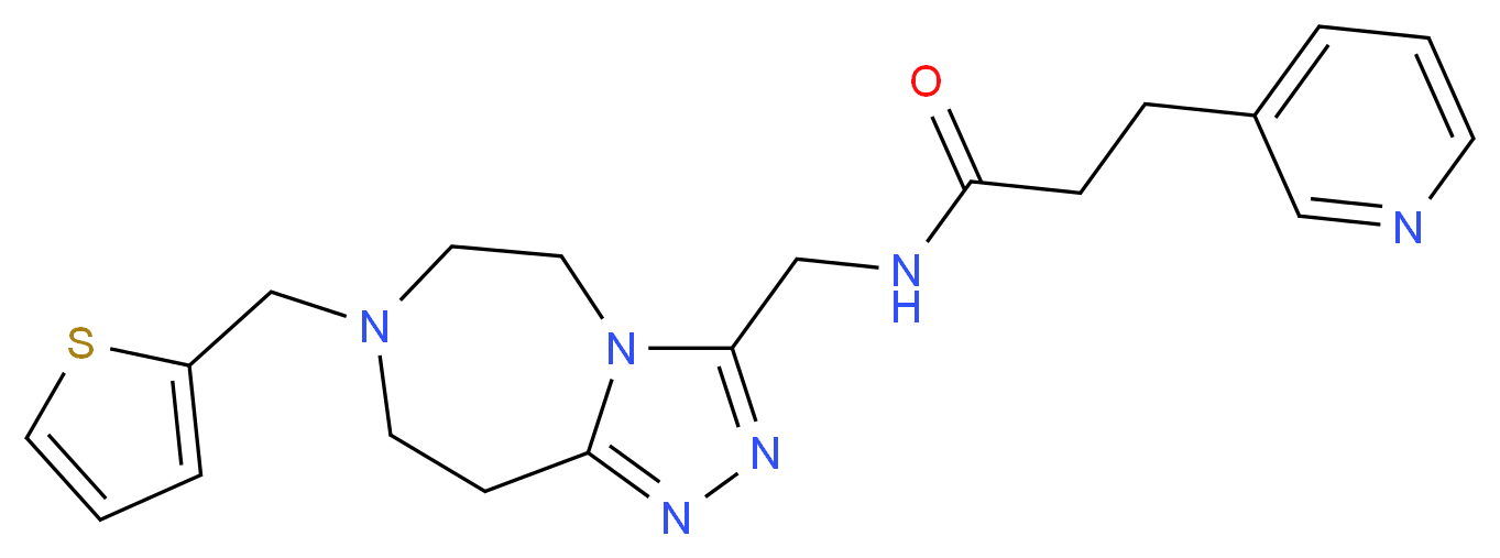 3-(3-pyridinyl)-N-{[7-(2-thienylmethyl)-6,7,8,9-tetrahydro-5H-[1,2,4]triazolo[4,3-d][1,4]diazepin-3-yl]methyl}propanamide_分子结构_CAS_)