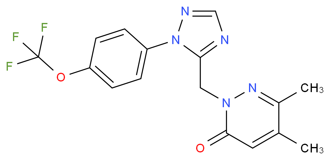 5,6-dimethyl-2-({1-[4-(trifluoromethoxy)phenyl]-1H-1,2,4-triazol-5-yl}methyl)pyridazin-3(2H)-one_分子结构_CAS_)