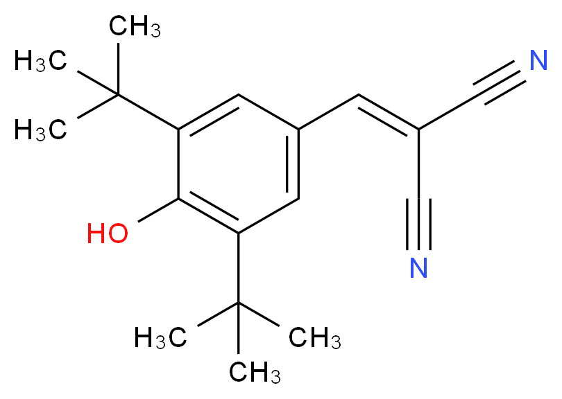 2-[(3,5-di-tert-butyl-4-hydroxyphenyl)methylidene]propanedinitrile_分子结构_CAS_10537-47-0