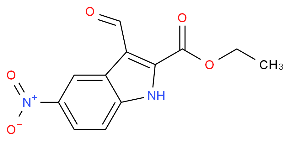 ethyl 3-formyl-5-nitro-1H-indole-2-carboxylate_分子结构_CAS_22120-89-4