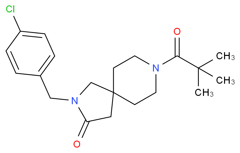 2-(4-chlorobenzyl)-8-(2,2-dimethylpropanoyl)-2,8-diazaspiro[4.5]decan-3-one_分子结构_CAS_)