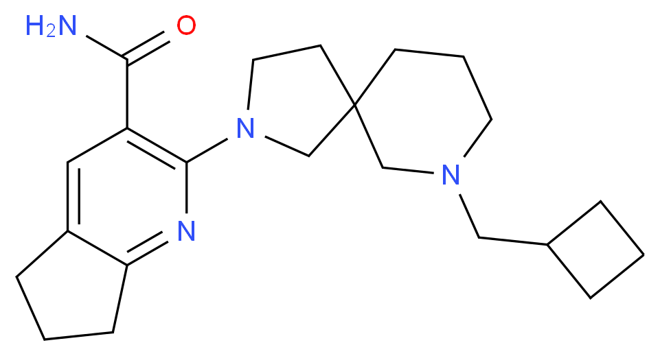 2-[7-(cyclobutylmethyl)-2,7-diazaspiro[4.5]dec-2-yl]-6,7-dihydro-5H-cyclopenta[b]pyridine-3-carboxamide_分子结构_CAS_)