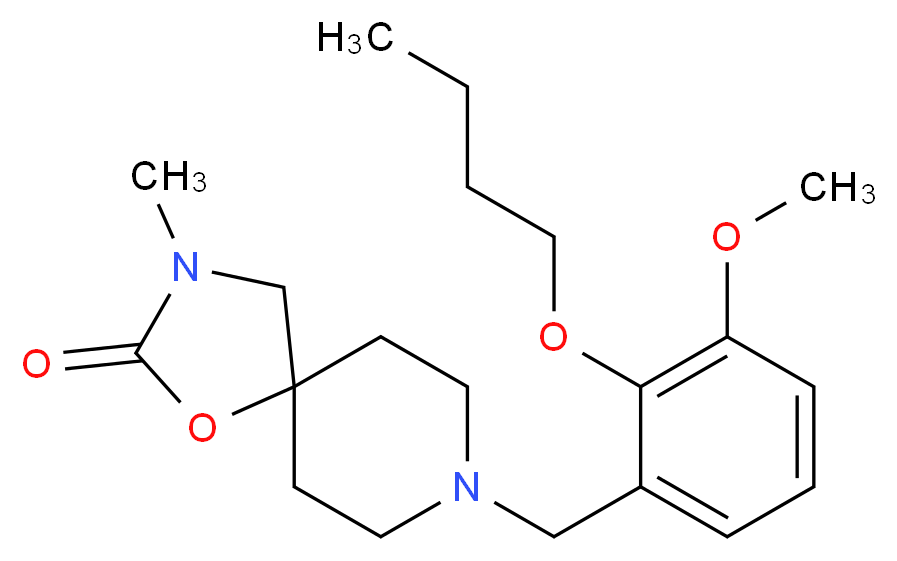 8-(2-butoxy-3-methoxybenzyl)-3-methyl-1-oxa-3,8-diazaspiro[4.5]decan-2-one_分子结构_CAS_)