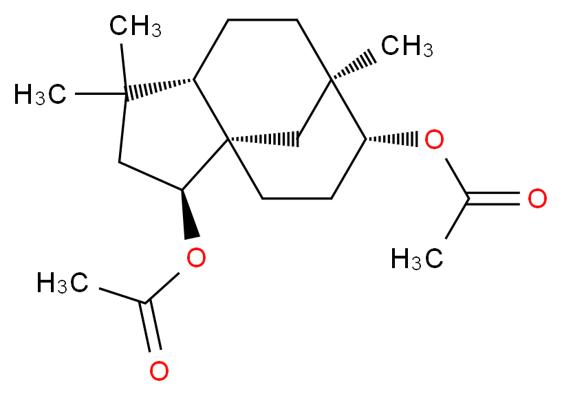 (1S,2S,5S,8R,9R)-9-(acetyloxy)-4,4,8-trimethyltricyclo[6.3.1.0<sup>1</sup>,<sup>5</sup>]dodecan-2-yl acetate_分子结构_CAS_2649-68-5