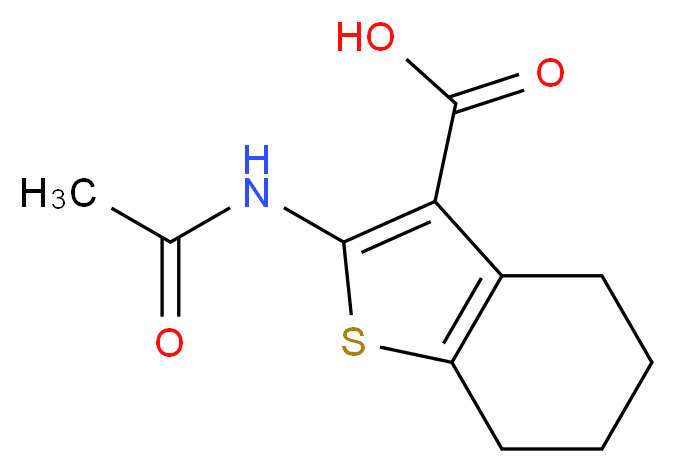 2-(Acetylamino)-4,5,6,7-tetrahydro-1-benzothiophene-3-carboxylic acid_分子结构_CAS_13130-43-3)