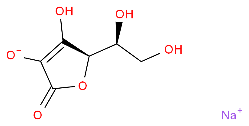 sodium (5R)-5-[(1S)-1,2-dihydroxyethyl]-4-hydroxy-2-oxo-2,5-dihydrofuran-3-olate_分子结构_CAS_134-03-2