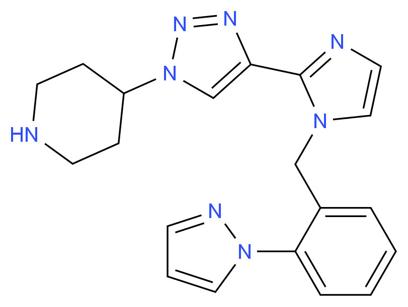 4-(4-{1-[2-(1H-pyrazol-1-yl)benzyl]-1H-imidazol-2-yl}-1H-1,2,3-triazol-1-yl)piperidine_分子结构_CAS_)