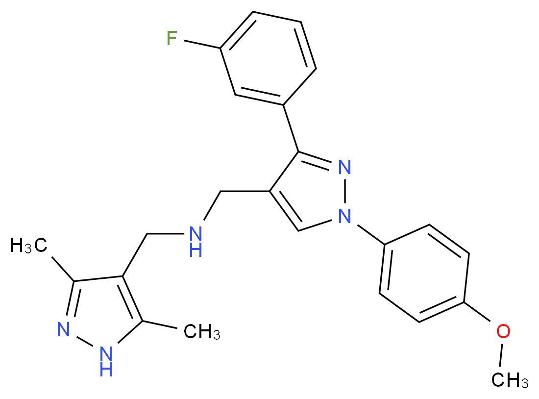 1-(3,5-dimethyl-1H-pyrazol-4-yl)-N-{[3-(3-fluorophenyl)-1-(4-methoxyphenyl)-1H-pyrazol-4-yl]methyl}methanamine_分子结构_CAS_)