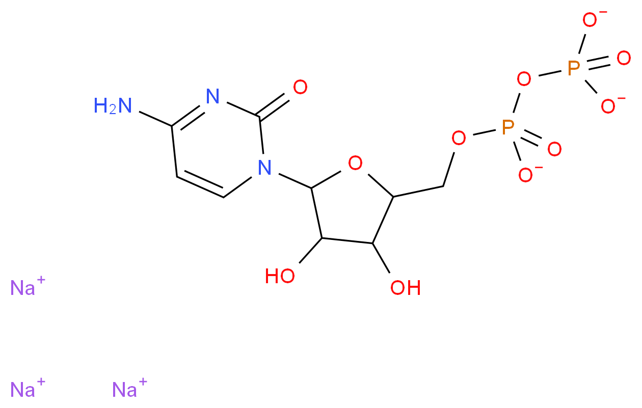 trisodium [5-(4-amino-2-oxo-1,2-dihydropyrimidin-1-yl)-3,4-dihydroxyoxolan-2-yl]methyl (phosphonatooxy)phosphonate_分子结构_CAS_34393-59-4