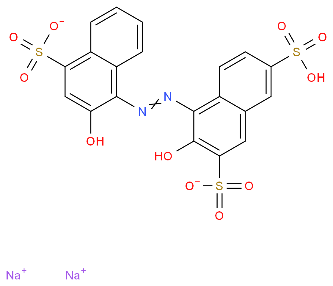 disodium 3-hydroxy-4-[2-(2-hydroxy-4-sulfonatonaphthalen-1-yl)diazen-1-yl]-7-sulfonaphthalene-2-sulfonate_分子结构_CAS_165660-27-5