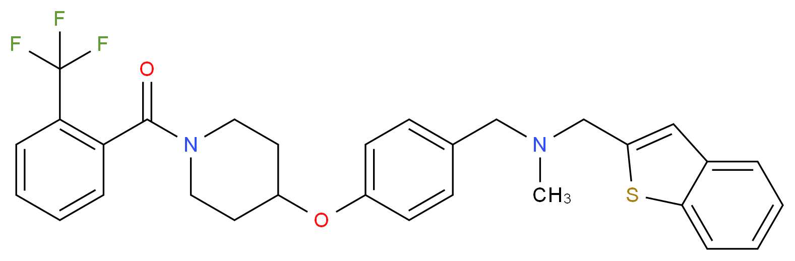 (1-benzothien-2-ylmethyl)methyl[4-({1-[2-(trifluoromethyl)benzoyl]-4-piperidinyl}oxy)benzyl]amine_分子结构_CAS_)