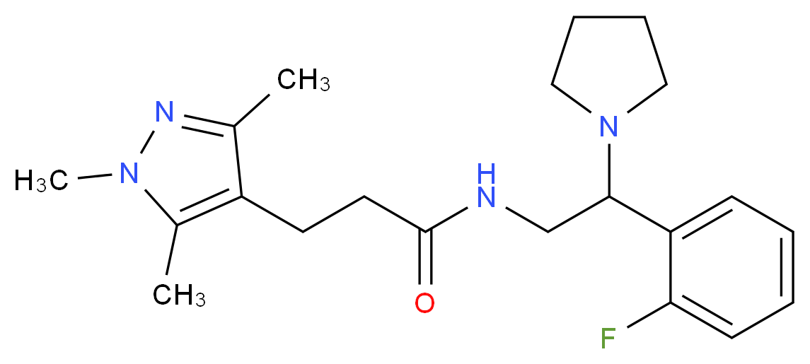 N-[2-(2-fluorophenyl)-2-pyrrolidin-1-ylethyl]-3-(1,3,5-trimethyl-1H-pyrazol-4-yl)propanamide_分子结构_CAS_)