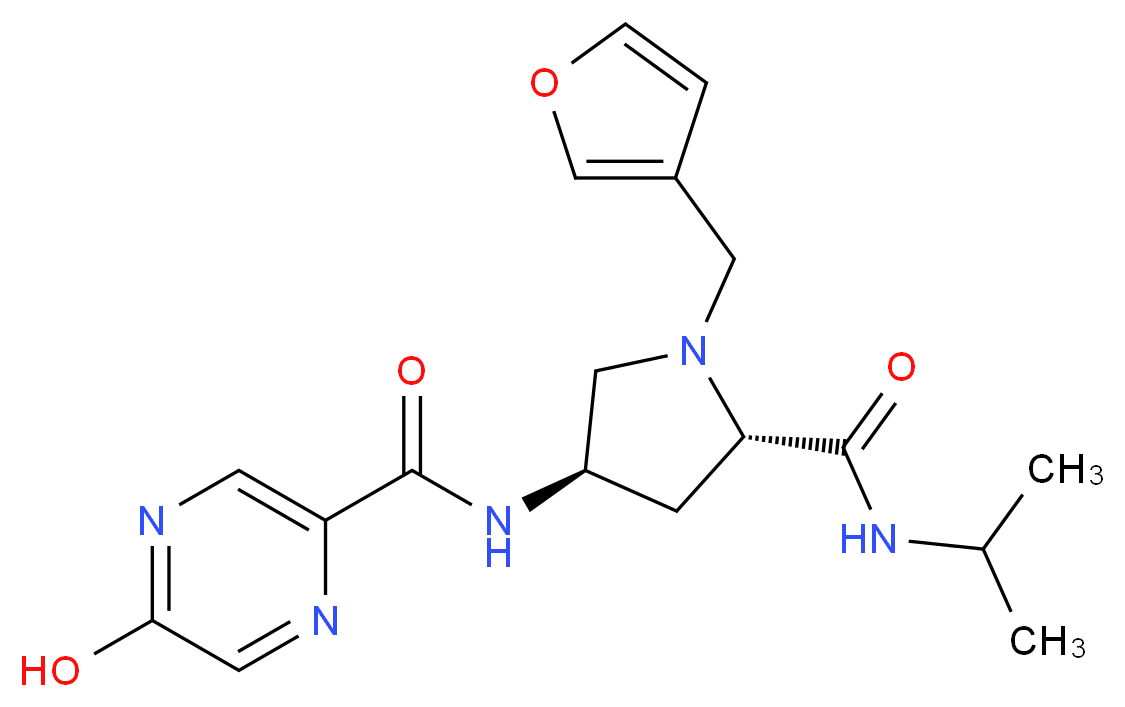 N-{(3R,5S)-1-(3-furylmethyl)-5-[(isopropylamino)carbonyl]pyrrolidin-3-yl}-5-hydroxypyrazine-2-carboxamide (non-preferred name)_分子结构_CAS_)