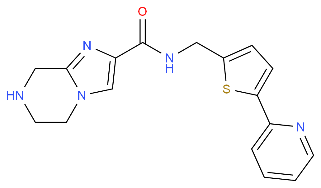 N-{[5-(2-pyridinyl)-2-thienyl]methyl}-5,6,7,8-tetrahydroimidazo[1,2-a]pyrazine-2-carboxamide_分子结构_CAS_)