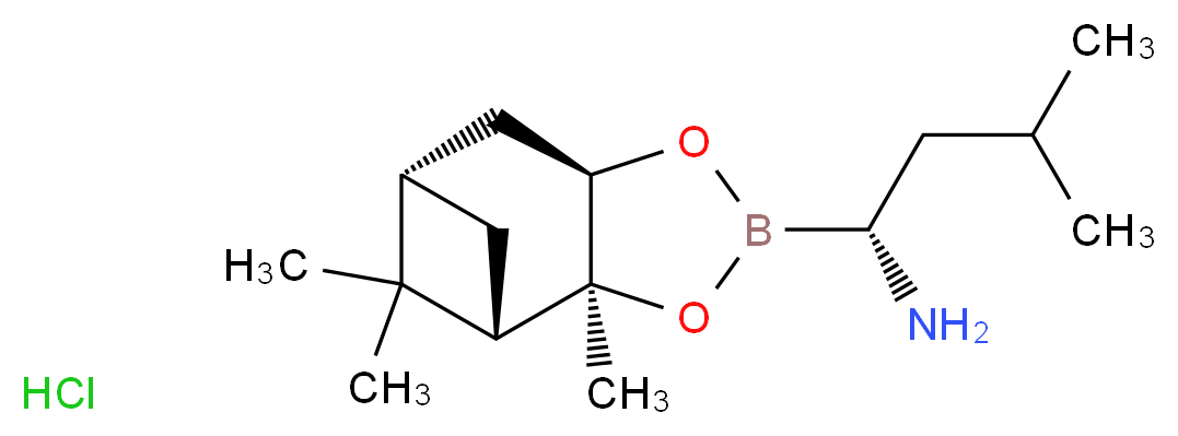 (1R)-3-methyl-1-[(1S,2S,6R,8S)-2,9,9-trimethyl-3,5-dioxa-4-boratricyclo[6.1.1.0<sup>2</sup>,<sup>6</sup>]decan-4-yl]butan-1-amine hydrochloride_分子结构_CAS_779357-85-6
