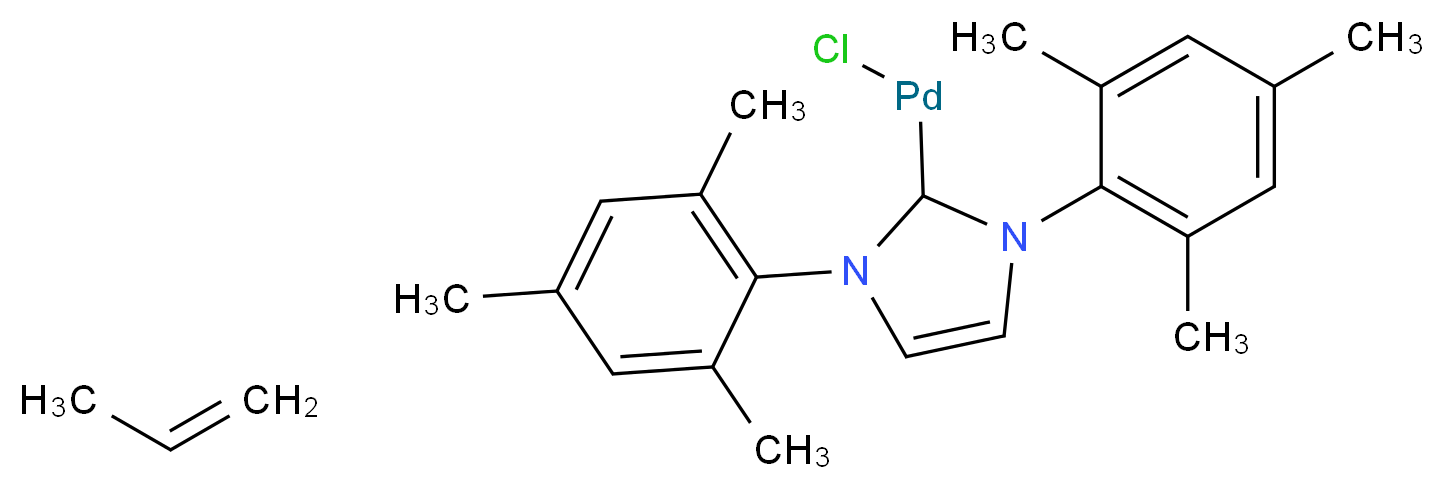 烯丙基[1,3-双(均三甲苯基)咪唑-2-亚基]氯化钯(II)_分子结构_CAS_478980-04-0)