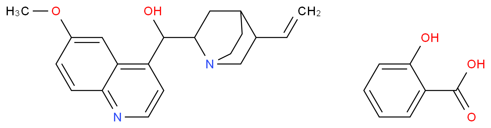 2-hydroxybenzoic acid; {5-ethenyl-1-azabicyclo[2.2.2]octan-2-yl}(6-methoxyquinolin-4-yl)methanol_分子结构_CAS_750-90-3